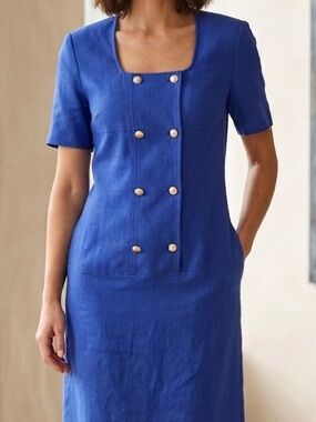 Vintage Front Buttoned Pure Virgin Wool Dress